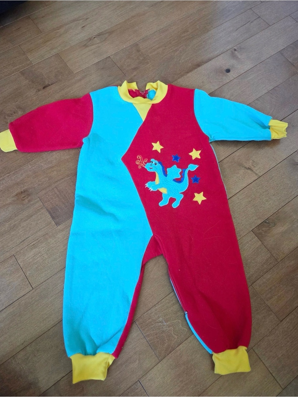 Bright Red & Aqua Dragon Kids One-Piece Bodysuit